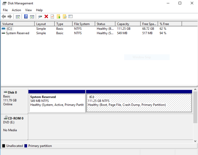 open the disk management