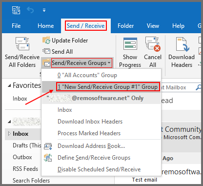 click on Send/Receive groups