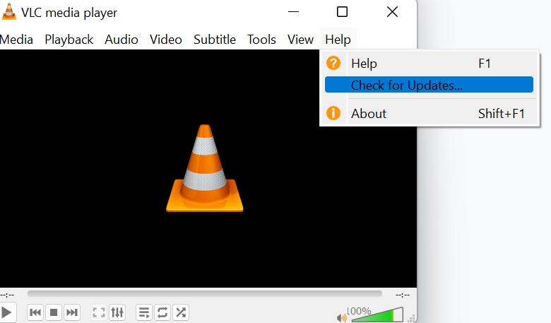 Check for updates to resolve green screen in VLC