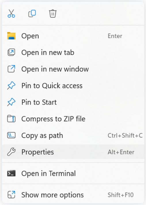 click on properties to start restoring previous versions