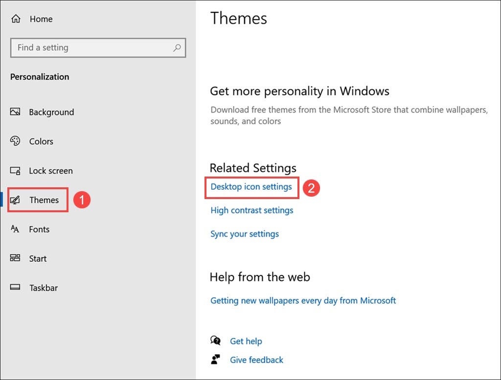 desktop icon settings