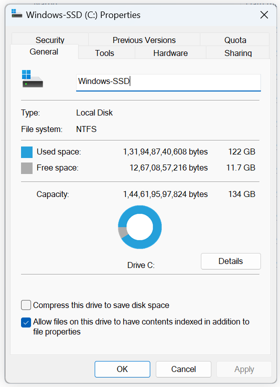click on the previous versions tab