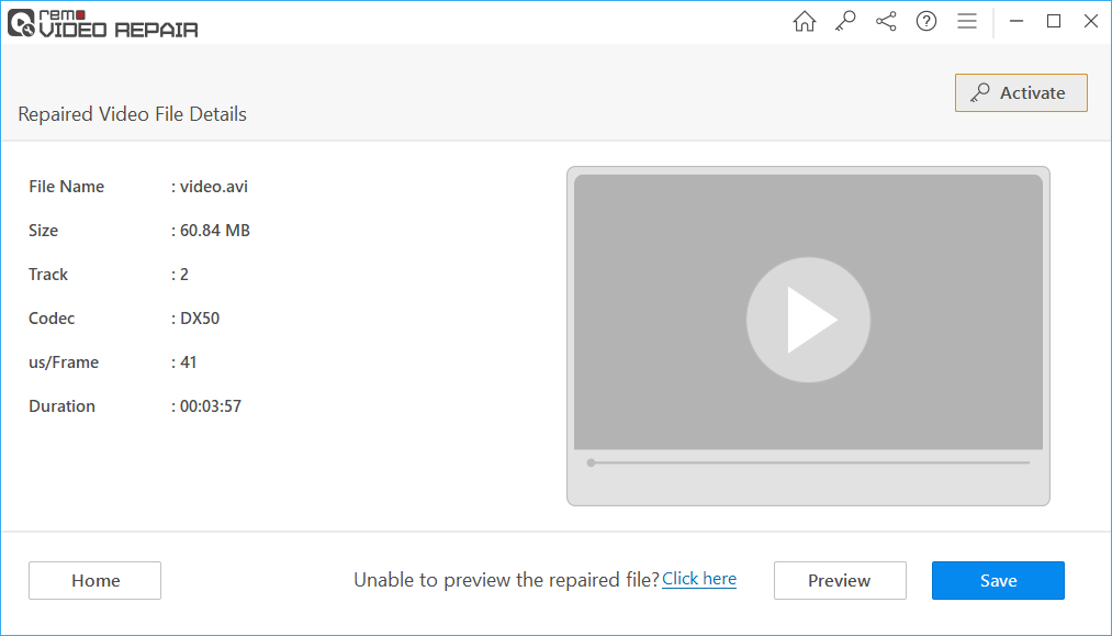 save the repaired video on any location