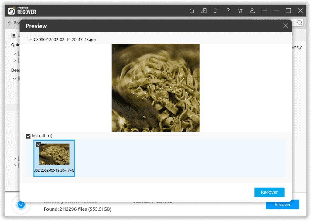 preview the recovered data