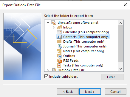 export-contacts-folder