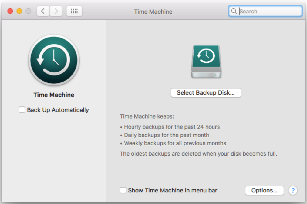 Click on Select Backup Disk