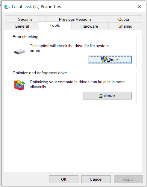 click on check in tools tab