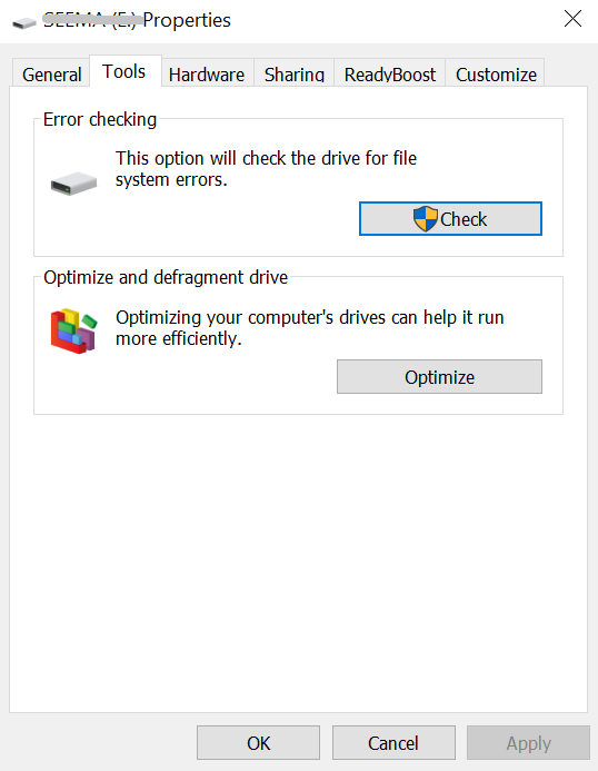 go to the error checking tool