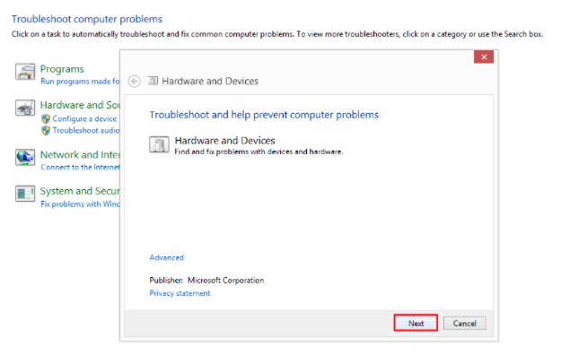 Configure device using control panel