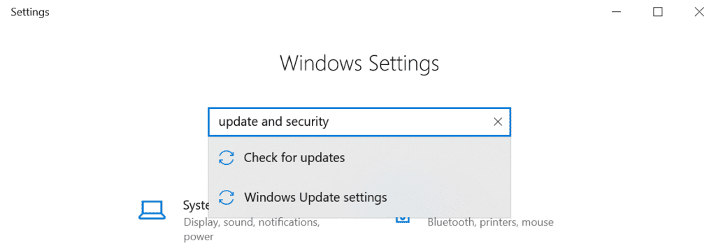go to Windows settings