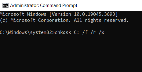 type chkdsk command