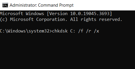 run the chkdsk command