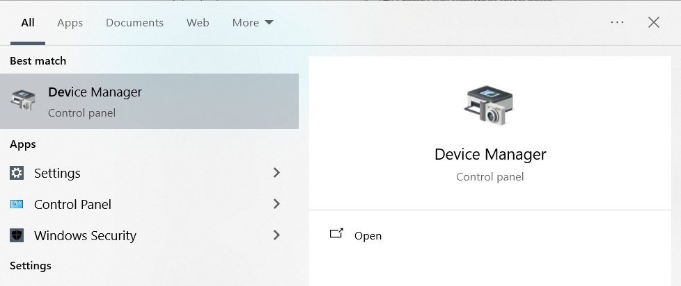 open device manager