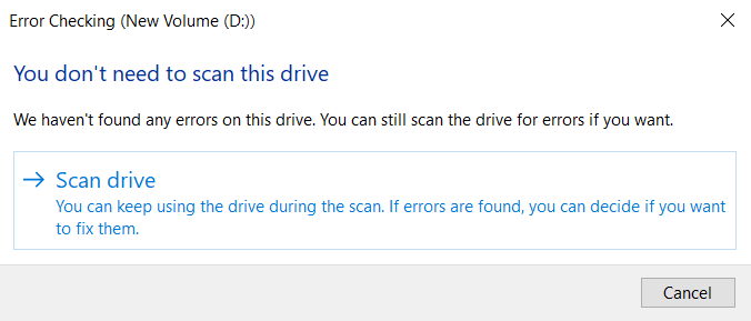 click on scan drive