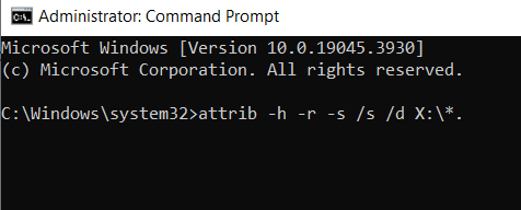 type the attrib command
