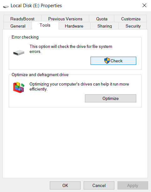 click on Check option to repair corrupt photos