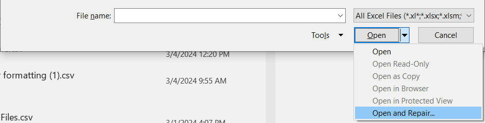choose open and repair