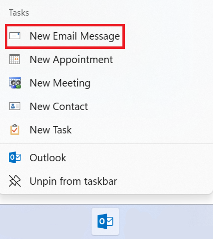 start-outlook-from-taskbar