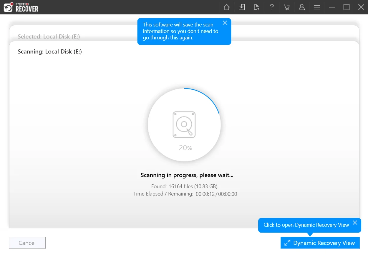 click on dynamic recovery view to view the NVME SSD recovery