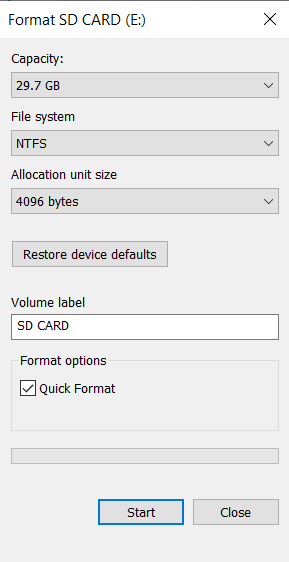format the SD card that has the corrupt files