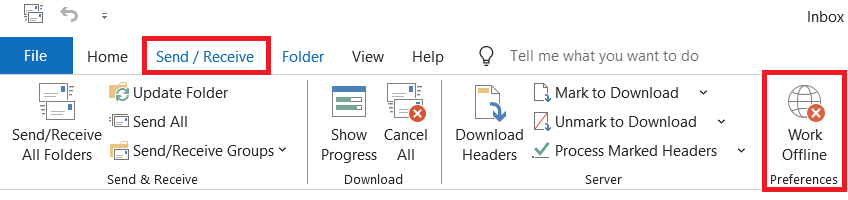 turn-off-outlook-offline-mode