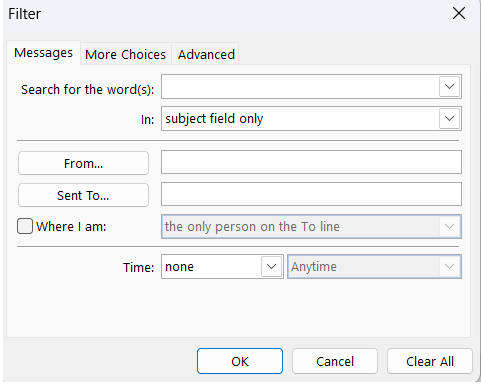 filter emails by keywords