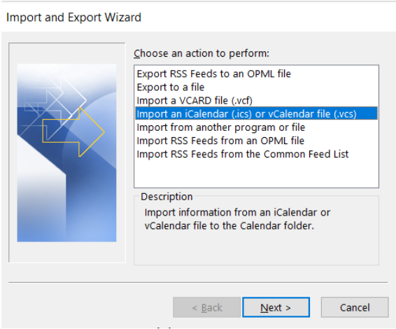 export-calendar-as-ics choose the ics file