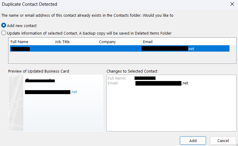 select add new contact option