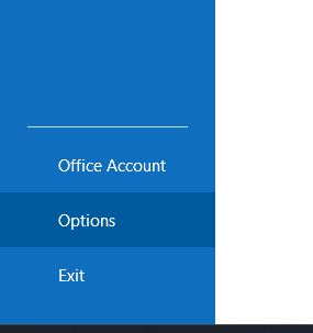 access options tab in outlook