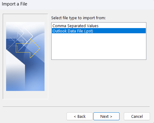 fichier de données Outlook