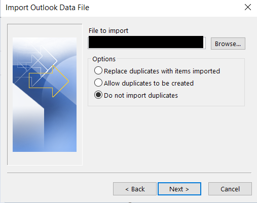 importer le fichier .pst