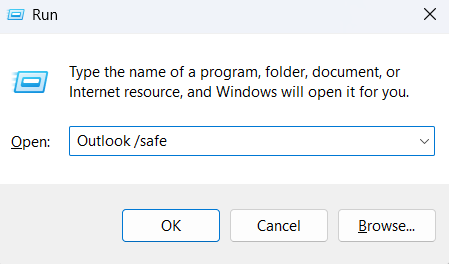 open outlook in safe mode